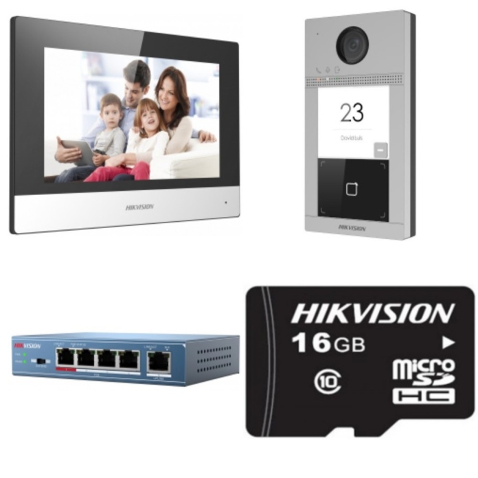 Rysunek przedstawiający zestaw wideodomofonu IP Hikvision